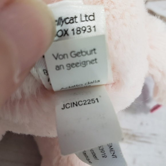Jellycat Pink Elephant Rattle Plush Toy Heart Love You Feet Little 9 Inch - Picture 9 of 10